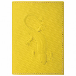 Обложка для паспорта натуральная кожа плетенка, с ящерицей, желтая, STAFF 