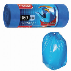 Мешки для мусора 160 л, с ушками, синие, рулон 10 шт., ПВД, 30 мкм, 90х125 см, PACLAN 