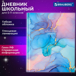 Дневник 5-11 класс 48 л., гибкая обложка, BRAUBERG, глянцевая ламинация, с подсказом, 